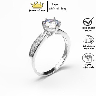nhẫn nữ đính đá , nhẫn dày dặn , bạc sáng lấp lánh - jena sliver