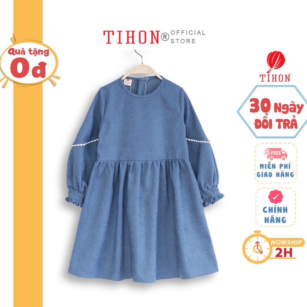 Váy bé gái TIHON chất liệu nhung tăm ấm áp mềm mại VT071121