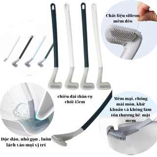 Chổi Cọ Toilet Silicon Đầu Nhỏ Cán Dài Cong Dễ Chà Sạch Mọi Ngóc Ngách Nhà Vệ Sinh Bồn Cầu Đồ Dùng Phòng Tắm 88327