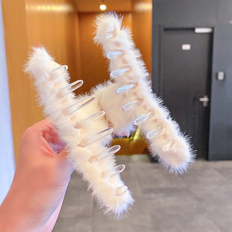 Kẹp Tóc Lông Nhung Màu Trơn Đơn Giản Thanh Lịch Hợp Thời Trang Cho Nữ