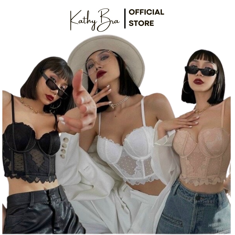 A86{LOẠI 1] Áo Bra Ren Bralette KATHY BRA Dáng Corset Cao Cấp Có Gọng Mút Vừa Chống Cuộn Nâng Ngực Mix Đồ Siêu Xinh | BigBuy360 - bigbuy360.vn
