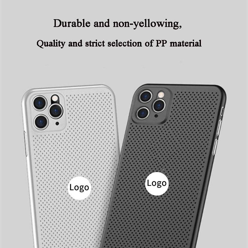 Ốp điện thoại làm mát thoáng khí tản nhiệt cho iPhone 14 13 12 11 Pro MAX Màu trơn