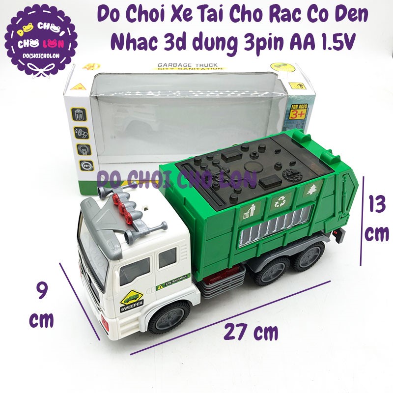 Đồ chơi ô tô cho bé trai tải chở rác  6 bánh có đèn 3D dùng pin có nhạc JY686,đồ chơi cho bé trai