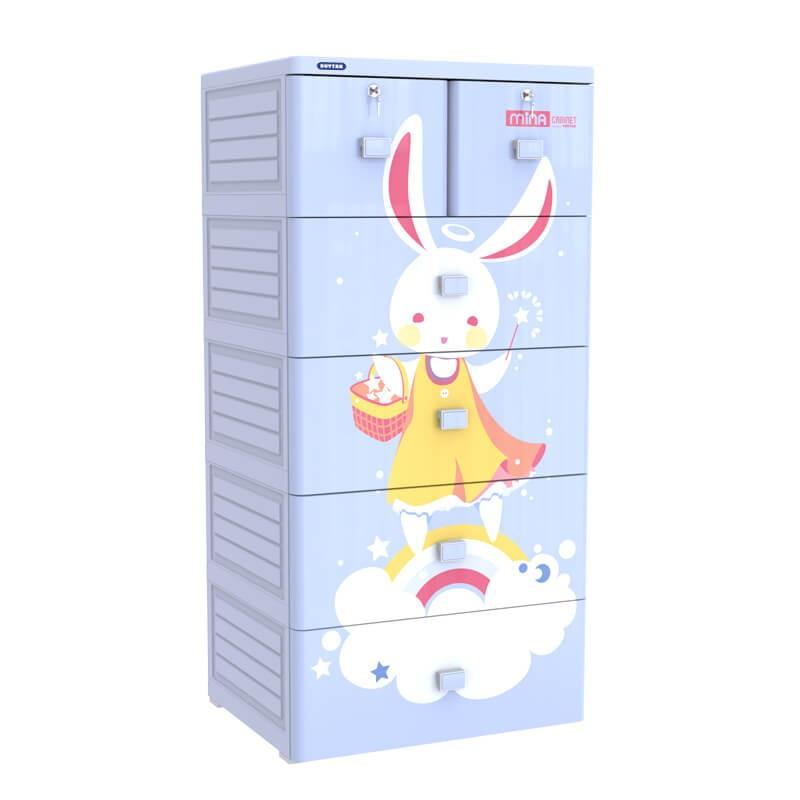 Tủ nhựa Mina Duy Tân  5 tầng 6 Ngăn kéo xanh dương ,hồng ,kem,trắng lá,-Họa Tiết Ngẫu Nhiên  aladanh-net-vn