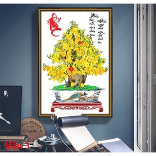 Tranh Treo Tường Cây Mai Vàng - Tranh Treo Phòng Khách Laminate Tráng Gương
