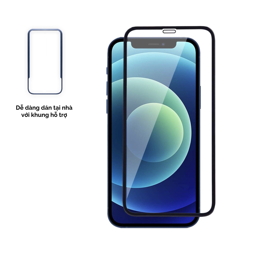 Kính cường lực iPhone 13 / 12 / XS / XR / X / 8 / 7 SLIMCASE dễ dán - Chống trầy xước, độ cứng 9H