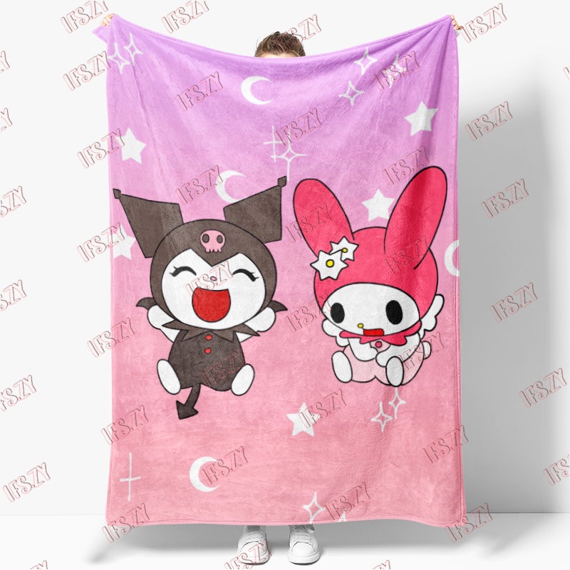 Chăn Bông Mềm Mại 4 Kích Thước In Nhân Vật Hoạt Hình kuromi Dễ Thương