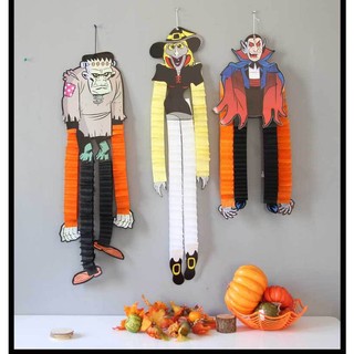 Zombie trang trí halloween dài 82cm chất liệu giấy xếp màu đẹp