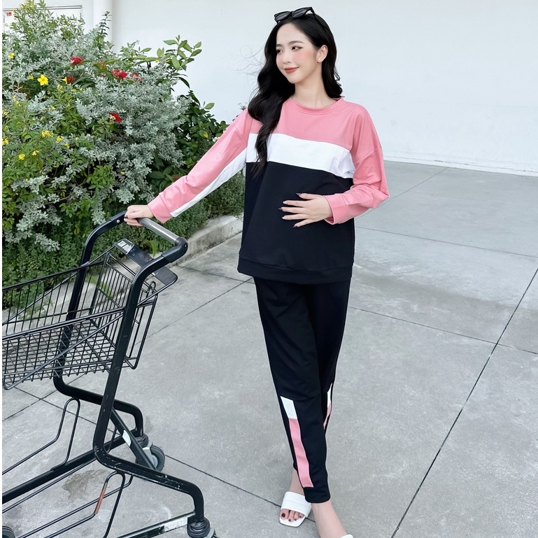 Bộ đồ bầu MEDYLA mặc nhà Hoodie nỉ da cá dày dặn mặc được sau sinh – DBH003