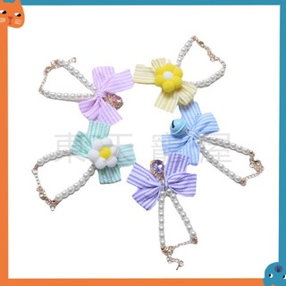Đồ Trang Trí Thú Cưng Vòng Cổ Ngọc Trai Nơ Mèo Cổ Chó Kim Cương Dễ Thương Cổ Hoa Mềm Mại Thú Cưng Khăn Nhẫn