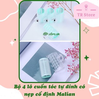 Bộ 4 lô cuốn tóc tự dính có nẹp cố định Malian xanh mint