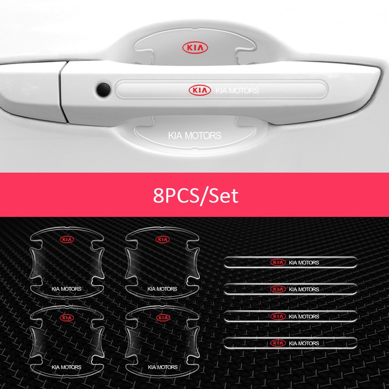 Bộ 4 / 8 Miếng Dán Trong Suốt Bảo Vệ Tay Nắm Cửa Xe Hơi KIA New Morning Forte Spectra Sportage Rio Picanto Sorento K5 K3 Cerato Rondo Grand Carnival