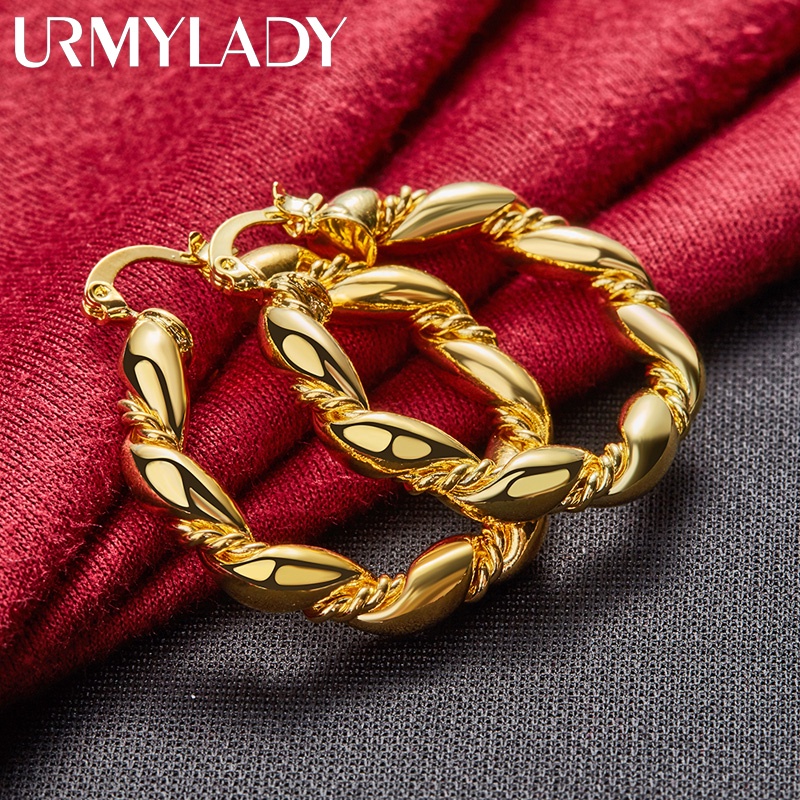 URMYLADY Vòng Xoắn Vòng Bông Tai Vàng 24K Dành Cho Nữ Quyến Rũ Cưới Đính Hôn Trang Sức Dự Tiệc Thời Trang