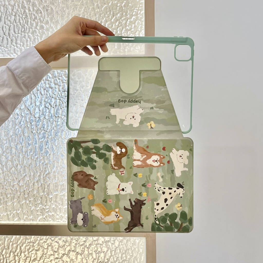 Ốp lưng Acrylic cứng họa tiết Happy Dog Tương thích với Mini6 Mini7 IPad 5 6 7 8 9 10th 11th A16 Air 11 13 Air4 Air5 Pro 10.5 IPad10.2 "Pro11 Pro122.9 2018 Khe cắm bút chì Leahter