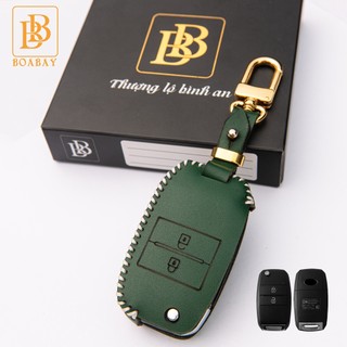 Bao Da Chìa Khóa ô tô KIA Morning, Soluto ( điện gập 2 nút) Da Thật, Giá tận Xưởng, Bảo hành 2 năm, màu thật như ảnh.