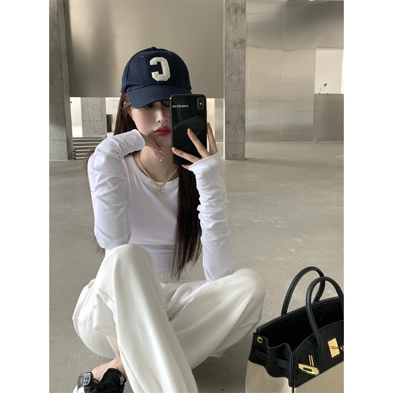 Áo Croptop Tay Dài CỔ TRÒN Nữ Ôm Body Chất Tốt, Áo Thun kiểu nữ crt dài tay mặc đẹp