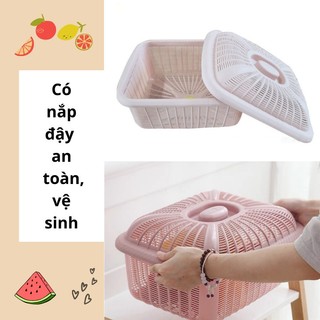 Rổ vuông có nắp đựng đồ nhựa Việt Nhật N199, Rổ đựng rau củ quả, bát đĩa kèm nắp đa năng tiện lợi { H }