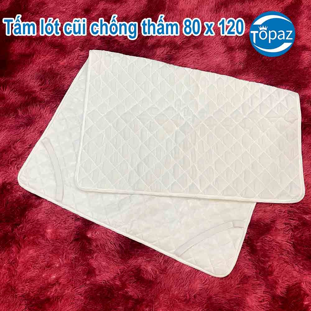 Tấm lót chống thấm cho bé 80 x 120 cao cấp 3 lớp chính hãng TOPAZ mềm mại thoáng khí giúp bé không cần đóng bỉm khi ngủ