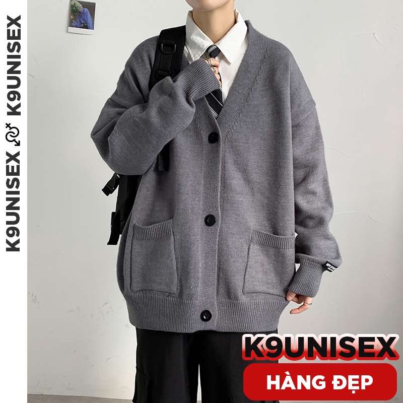 Áo len cardigan nam cổ V trơn màu túi trước, áo khoác len nam cardigan ...