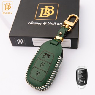 Bao Da Chìa Khóa Ô Tô HUYNDAI Santafe 19-20, Kona, Accent 18-20( 3 nút) Da Bò Thật Cao Cấp Bảo hành 2 năm về da