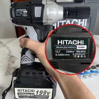 Máy Siết Bulong Hitachi 199V - không chổi than, pin khủng 10cell, lõi đồng 100% đầu 1/2 in