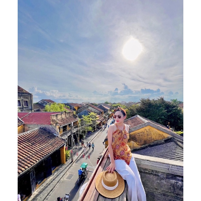 [hot trend]Áo yếm lụa mango xanh lá vạt xéo thổ cẩm phong cách boho dây cột xinh xắn | BigBuy360 - bigbuy360.vn