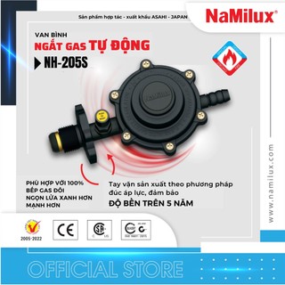 Bộ Van Dây Gas NaMilux NH-205S│Sản Phẩm Gồm Có 1 Van Ngắt Gas Tự Động + 1 Dây Dẫn Gas 1.2m + 2 Cổ Dê│Hàng Chính Hãng