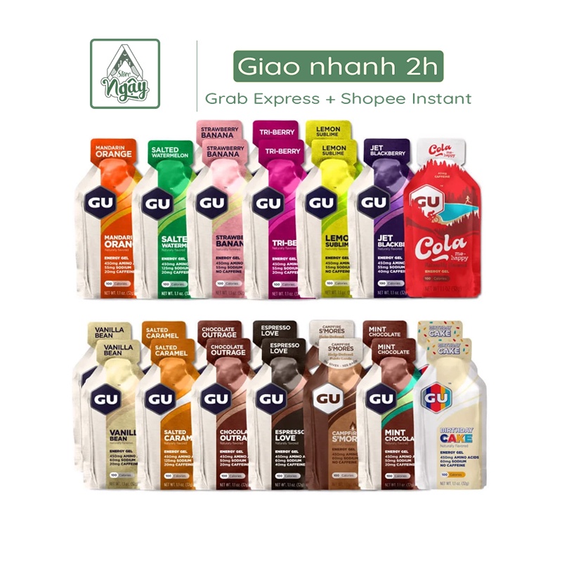 Gel năng lượng thể thao Gu Energy Gel 100 Calories, bổ sung năng lượng