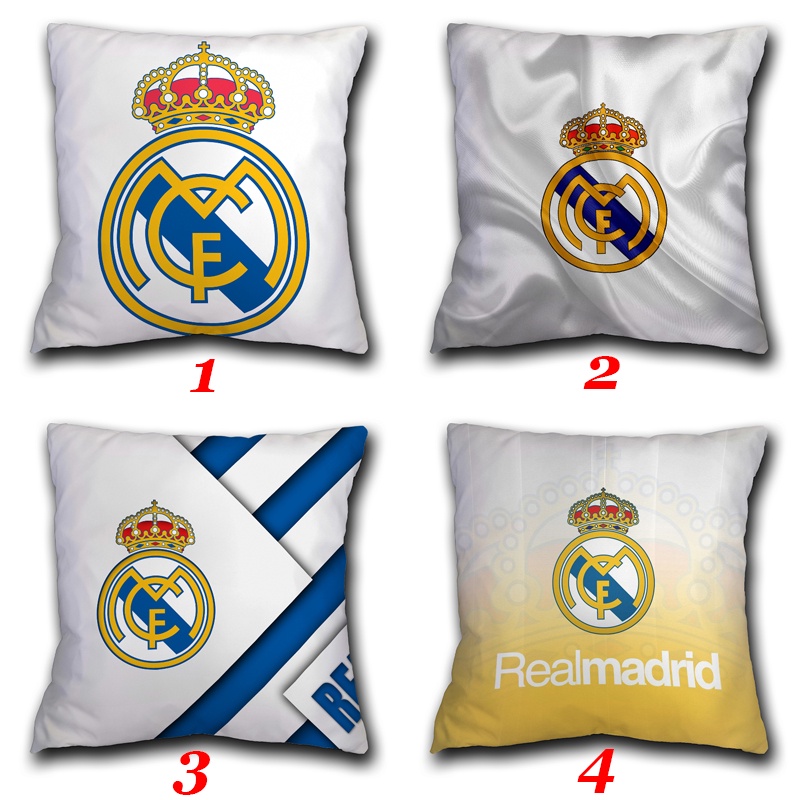 Vỏ Gối Polyester Một Mặt In Logo Câu Lạc Bộ Bóng Đá Real Madrid Trang Trí Nhà Cửa (Không Kèm Lõi)