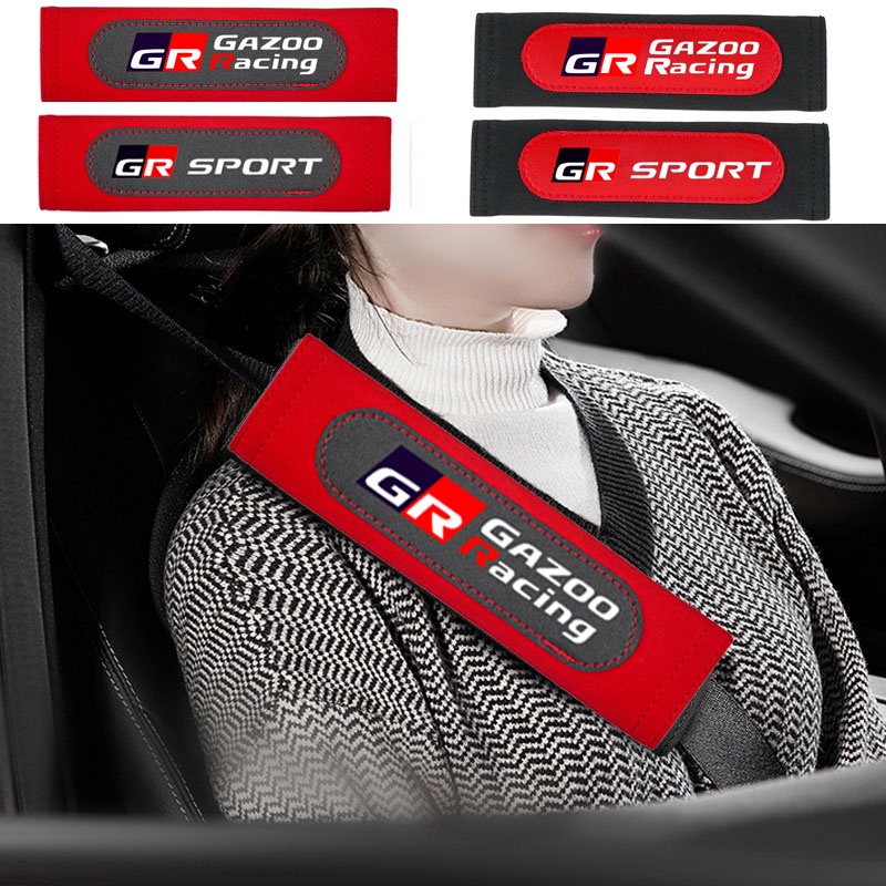 Set 2 Đệm Da Bọc Dây Đai An Toàn In Họa Tiết Cho Xe Hơi Toyota GR GAZOO RACING GR