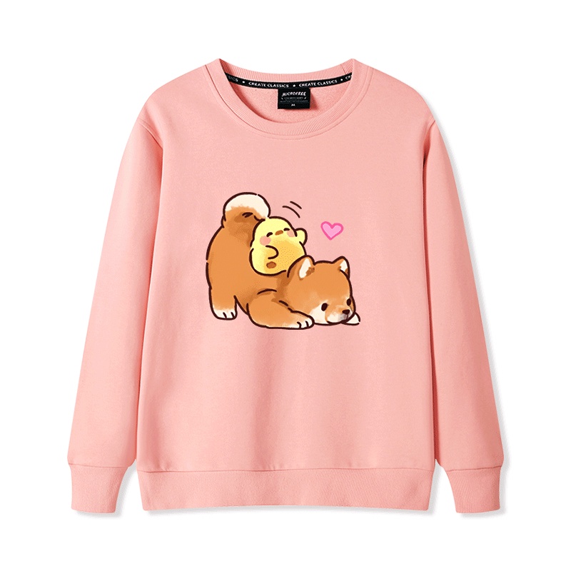 Áo Sweater Nữ HappyFamily In Hình Chú Chó Con Và Bé Vịt Xinh Xắn Chất Cotton 100 Cao Cấp