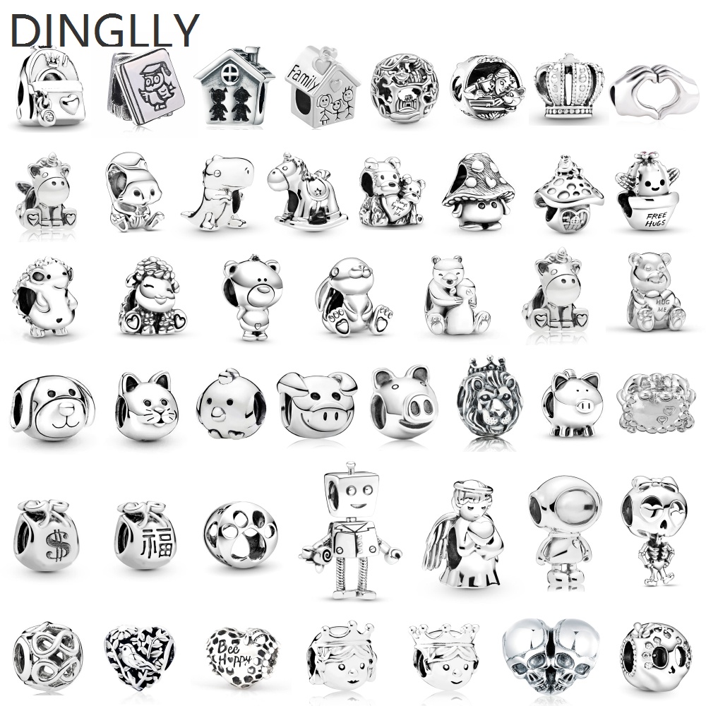 Hạt Charm Màu Bạc Hình Kỳ Lân & Chim Dễ Thương Dùng Làm Trang Sức DIY