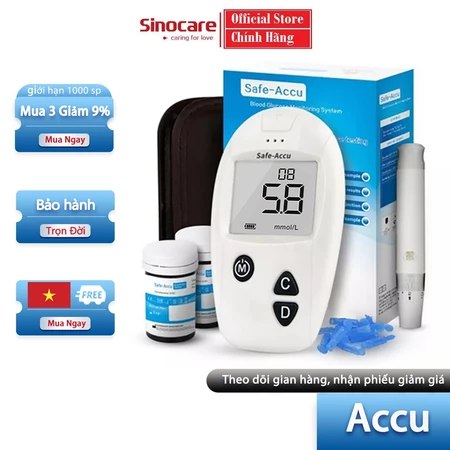 Máy Đo Đường Huyết Safe Accu Chính Hãng SINOCARE
