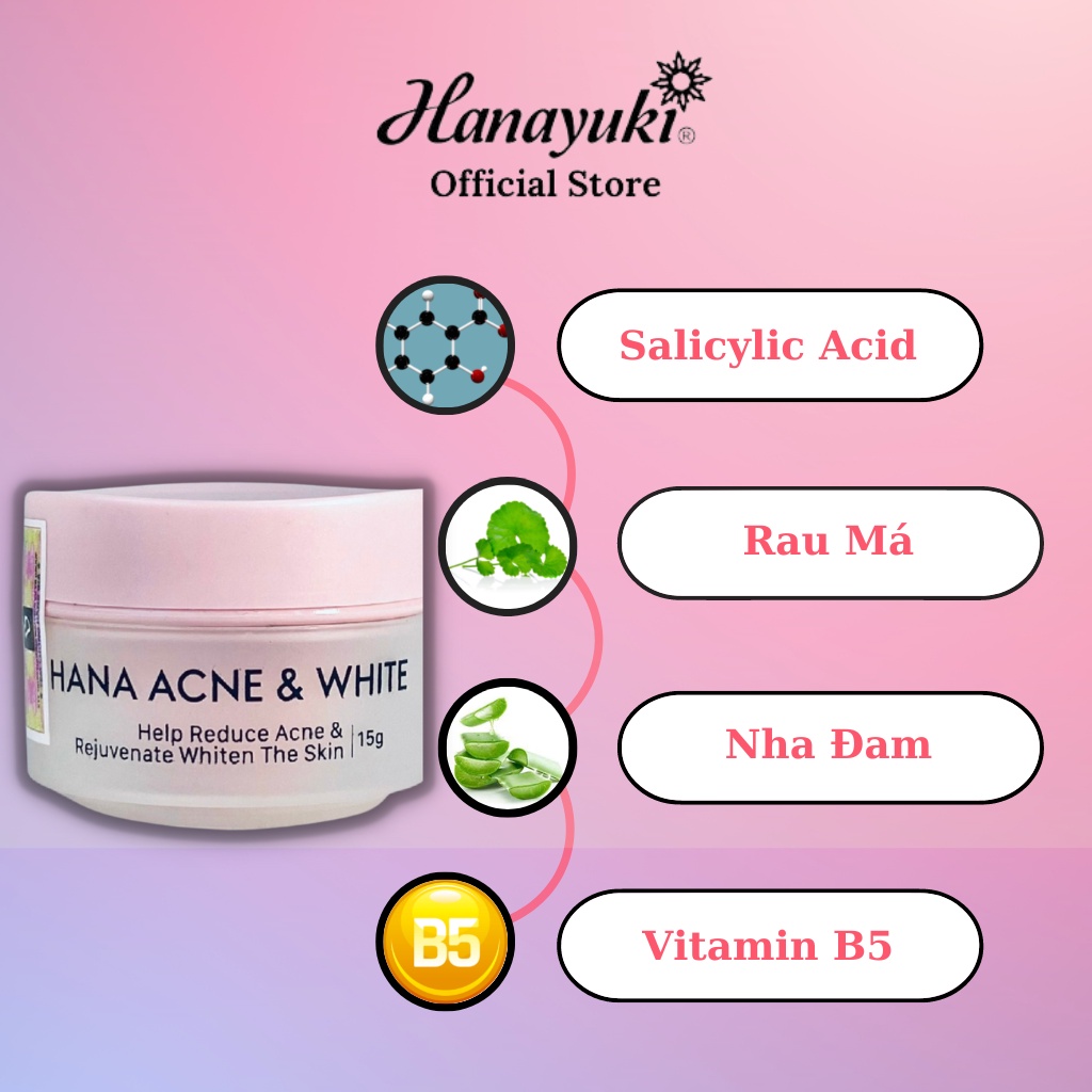 Ảnh Kem Dưỡng Giảm Mụn, Ngăn Ngừa Vết Thâm Và Ngăn Mụn Tái Phát, Kem Hanayuki Dưỡng Da Giảm Mụn Chính Hãng 4