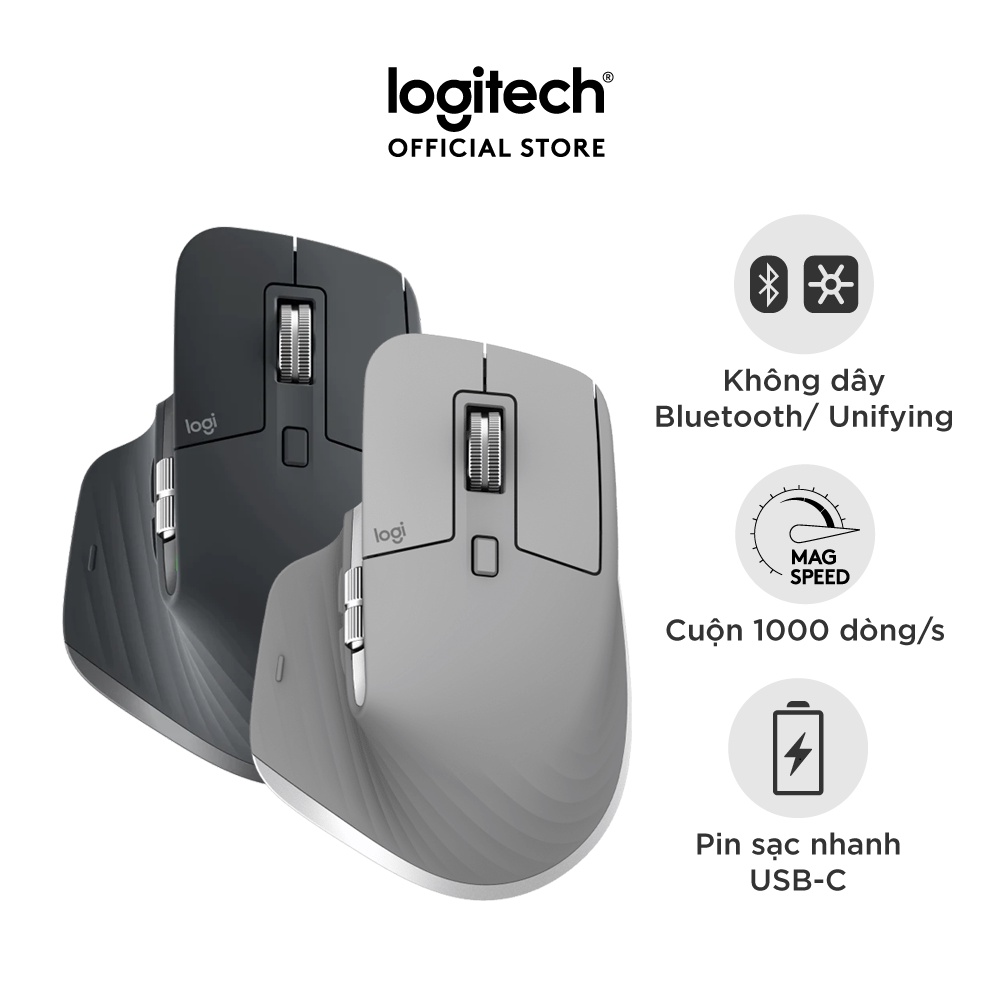Chuột không dây Bluetooth Logitech MX Master 3 – Form to, sạc nhanh USB-C, có bản cho Mac