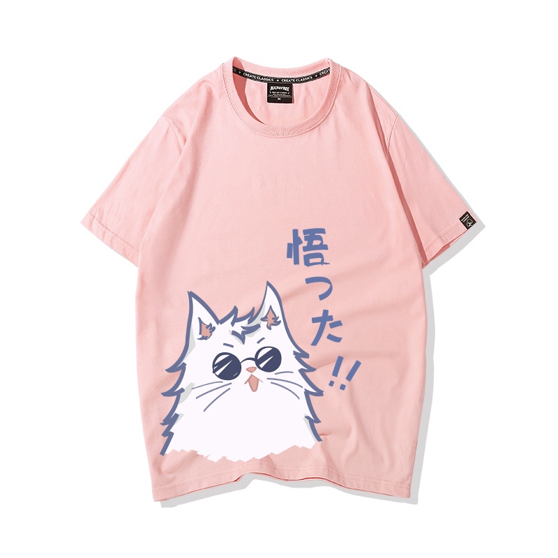 Áo Thun Nữ Tay Lỡ HappyFamily Form Rộng In Hình Chú Mèo Dễ Thương Đáng Yêu Cotton 100 Cao Cấp