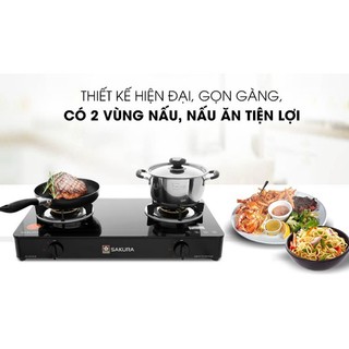 Bếp ga Sakura SA-2375GB-Chính hãng trưng bày-Mặt bếp: Kính cường lực Đầu đốt:Đầu đốt tiết kiệm gas
