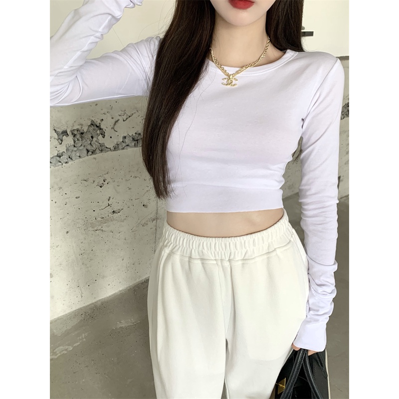 Áo Croptop Tay Dài CỔ TRÒN Nữ Ôm Body Chất Tốt, Áo Thun kiểu nữ crt dài tay mặc đẹp