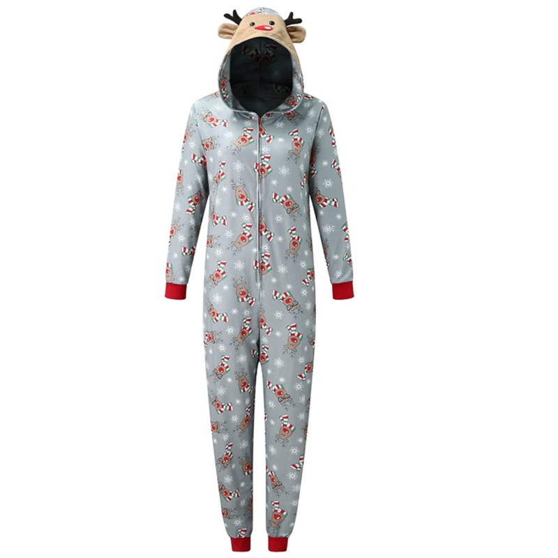 Dassbsug Gia Đình Cho Onesies Bộ Đồ Ngủ Nai Sừng Tấm Dễ Thương Có Mũ Trùm Đầu Giáng Sinh Áo liền quần Romp