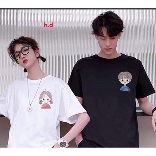 Áo đôi nam nữ, áo thun đôi in hình chipi nhỏ xinh, chất cotton vải thấm hút cao cấp-PINK