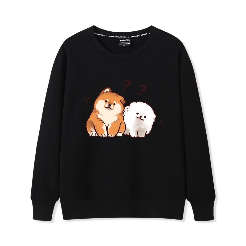 Áo Sweater Nữ HappyFamily In Hình 2 Chú Chó Con Xinh Xắn Đáng Yêu Chất Cotton 100 Cao Cấp