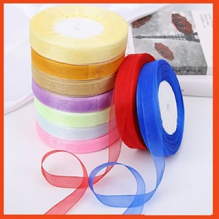 Ruy băng voan 1cm dài 20 mét hàng đẹp trang trí, làm nơ, gói quà, buộc tóc, phụ kiện handmade Pinky Shop