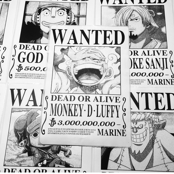 Set 50/100 Miếng Hình Truy Nã One Piece Wanted Có Sẵn Keo Anime Onepiece Giấy Ảnh Dán Tường Decor