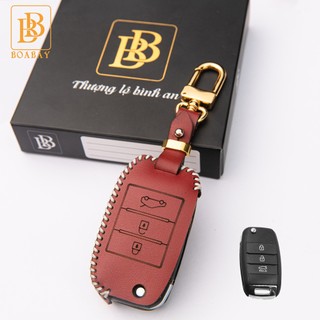 Bao Da Chìa Khóa ô Tô KIA Cerato, Rondo, Rio, K3 (điện gập 3 nút) Da Bò thật hàng cao cấp bảo hành 2 năm