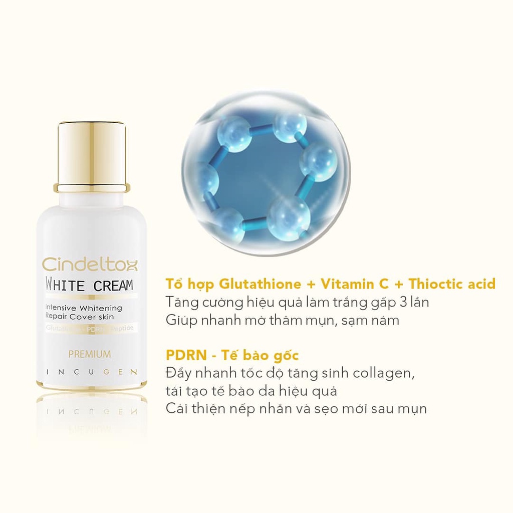 Kem Dưỡng Trắng Da Cindel Tox White Cream Incuheal 50ml Hàn Quốc