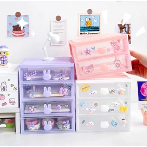 Hộp đựng đồ 2/3/4 tầng nắp cầm hình gấu/thỏ xinh xắn