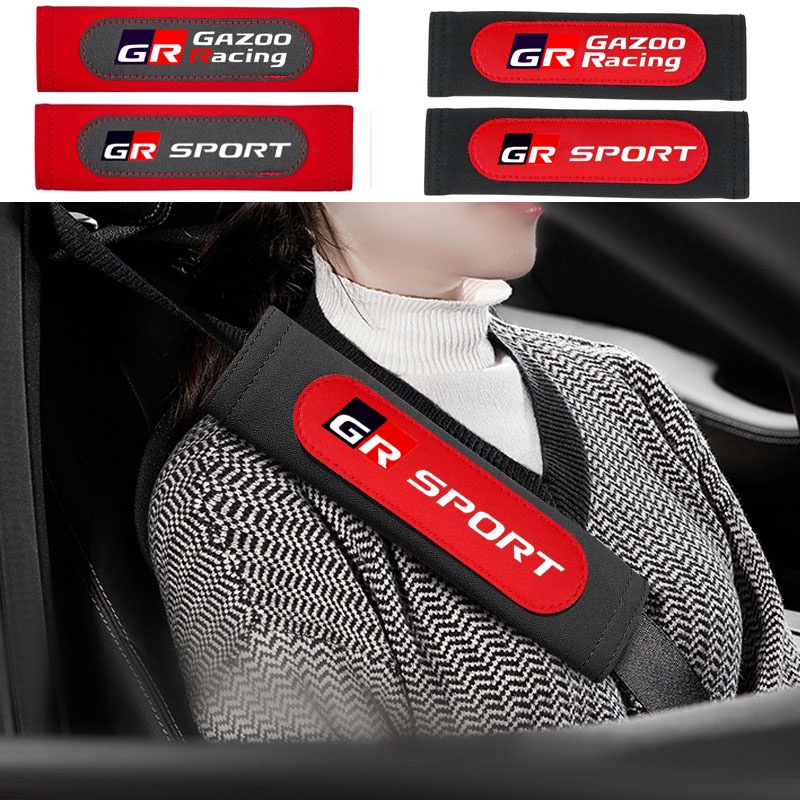 Set 2 Đệm Da Bọc Dây Đai An Toàn In Họa Tiết Cho Xe Hơi Toyota GR GAZOO RACING GR