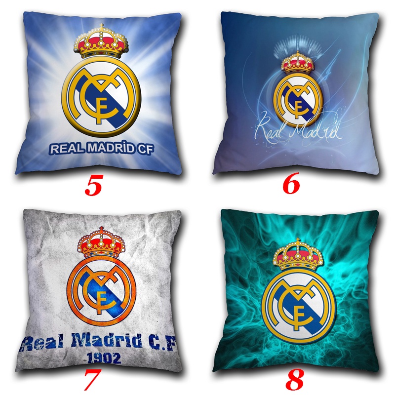 Vỏ Gối Polyester Một Mặt In Logo Câu Lạc Bộ Bóng Đá Real Madrid Trang Trí Nhà Cửa (Không Kèm Lõi)
