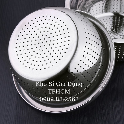 Rổ inox rá inox vo gạo rửa rau củ quả, lắp vừa vào thau inox sâu lòng ...