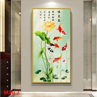Tranh Treo Tường Dành Cho Người Tuổi Hợi - Cửu Ngư Quần Hội Laminate Tráng Gương